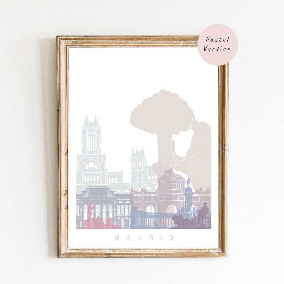Madrid Skyline Poster - Fine Art Print Glicee Poster Decor Home Gift ...