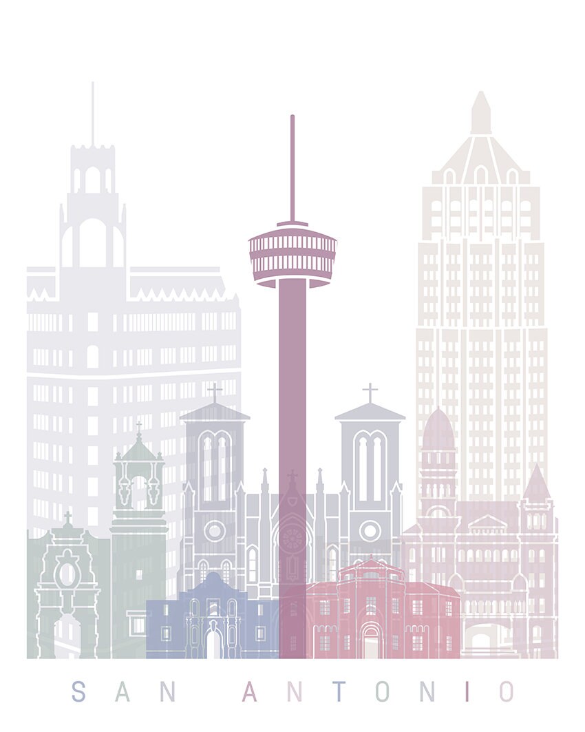 San Antonio Skyline Poster - Fine Art Print Glicee Poster Decor Home ...