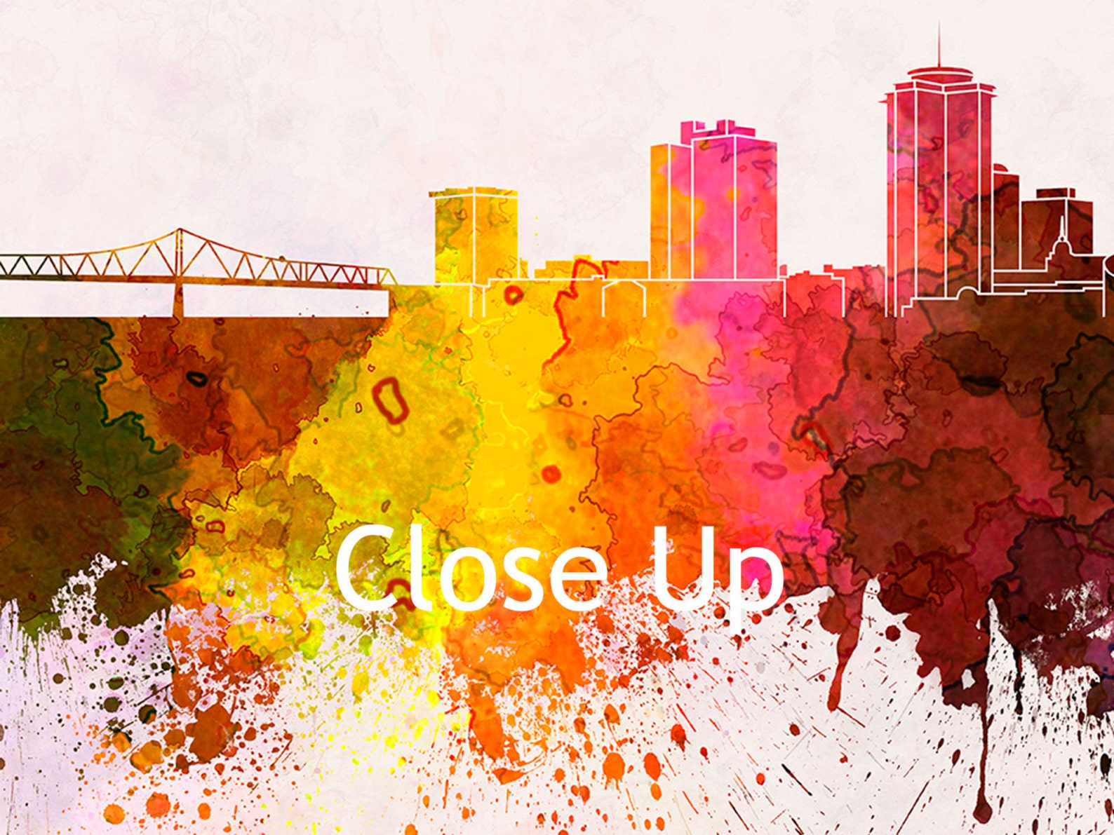 New Orleans Skyline in Watercolor Background SKU 0066 - Etsy