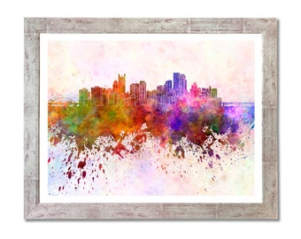 Pittsburgh skyline in watercolor background - SKU 0041