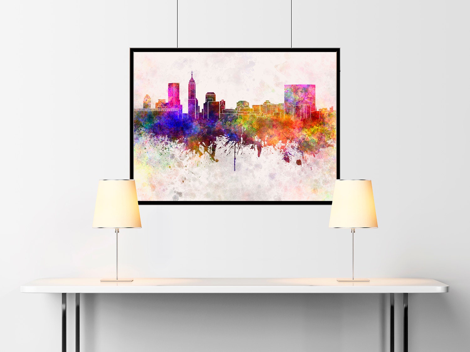 Indianapolis Skyline in Watercolor Background SKU 0158 - Etsy