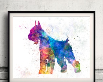 Giant Schnauzer 01 in aquarel - Fine Art Print Glicee Poster Decor Home Aquarel Gift Illustratie Muur Hond Gigant Schnauzer - SKU 1177