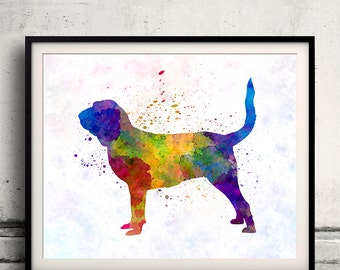 Bloodhound in watercolor - Fine Art Print Glicee Poster Decor Home Watercolor Gift Illustration dog - SKU 1423