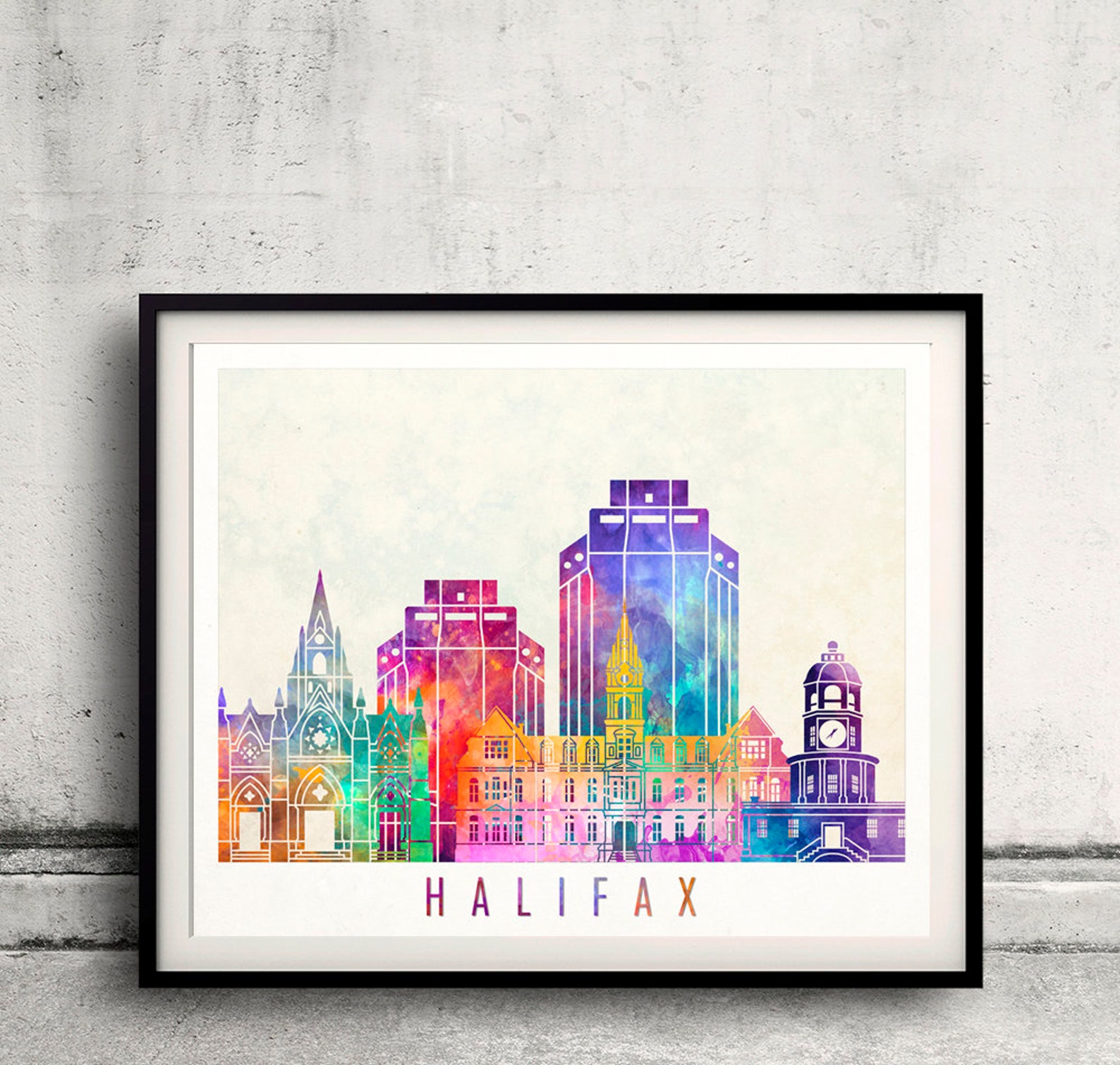 Halifax V2 Landmarks Watercolor Poster Fine Art Print Glicee Etsy UK