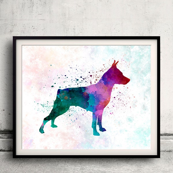 Miniatur Pinscher in Aquarell - Fine Art Print Glicee Poster Decor Home Aquarell Geschenk Illustration Hund - SKU 1463