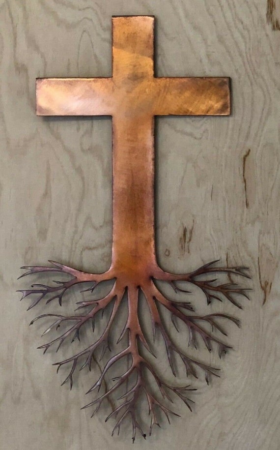 Cross with Dove Patina Finish Metal Wall Art Hanging 
