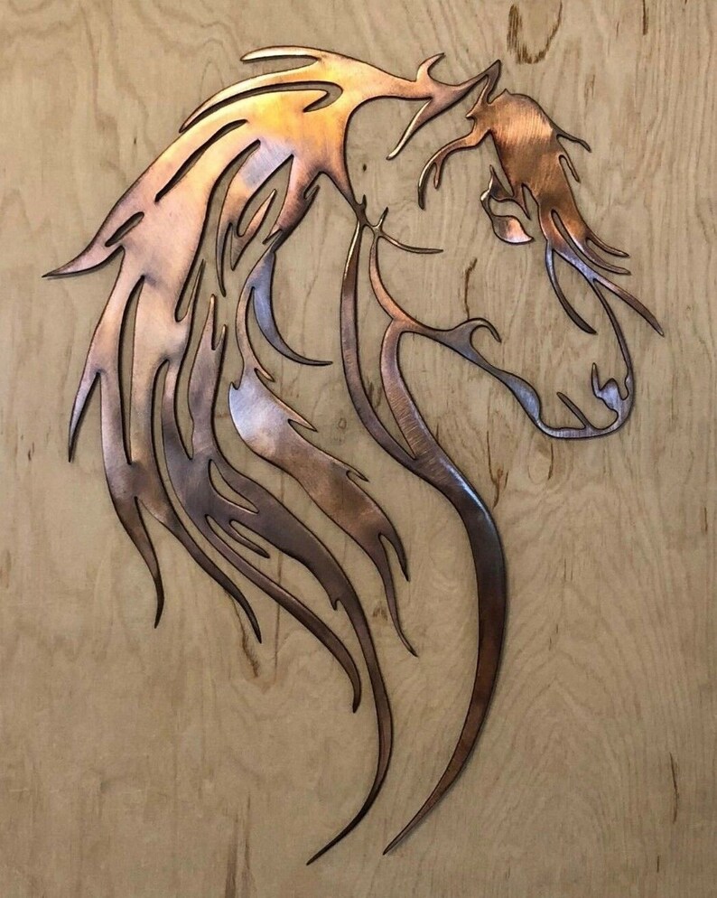 Horse Head Wall Metal Art Hanging With Rustic Copper Finish Etsy