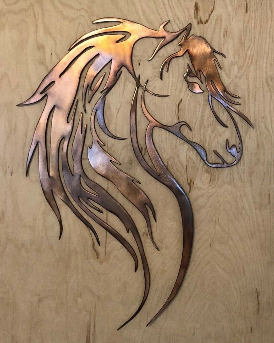 Horse Head Wall Metal Art Hanging With Rustic Copper Finish Etsy