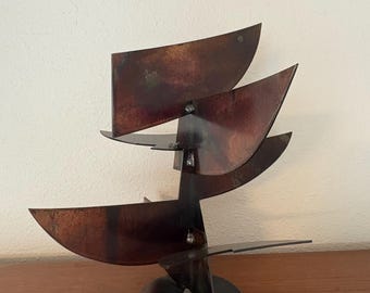 Abstract Modern Brutalist Metal Table Sculpture