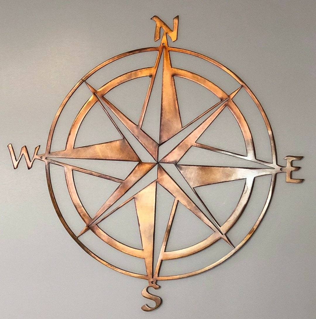 Nautical Star Scene Wall Metal Art Rustic Copper Metal Wall Art Hanging
