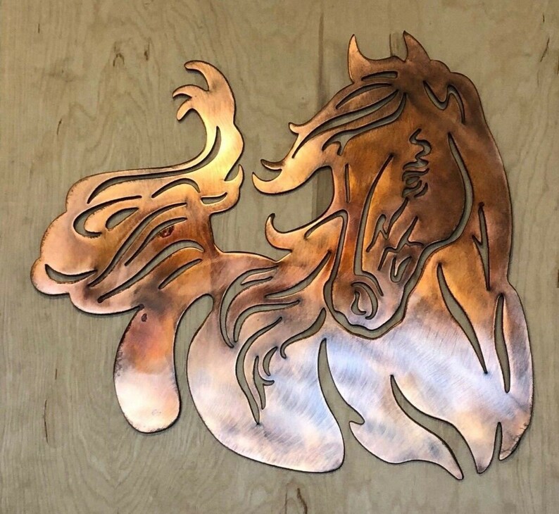 Horse Wall Metal Art Hanging With Rustic Copper Finish Etsy