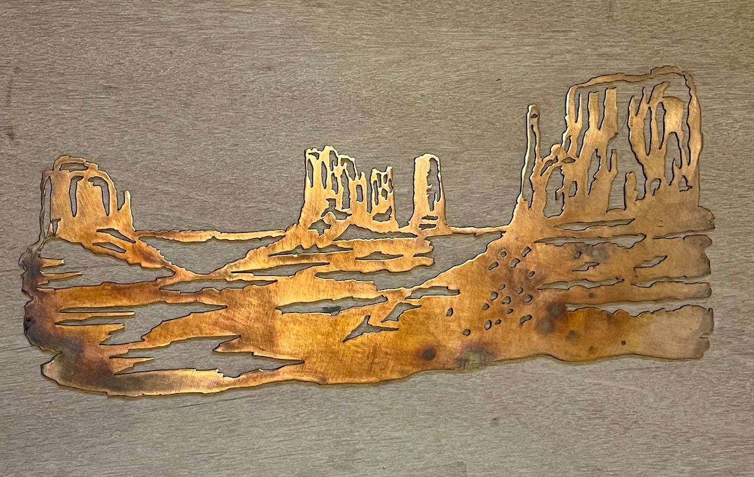 Southwest Desert Mountain Scene Metal Wall Art With Copper Patina ...