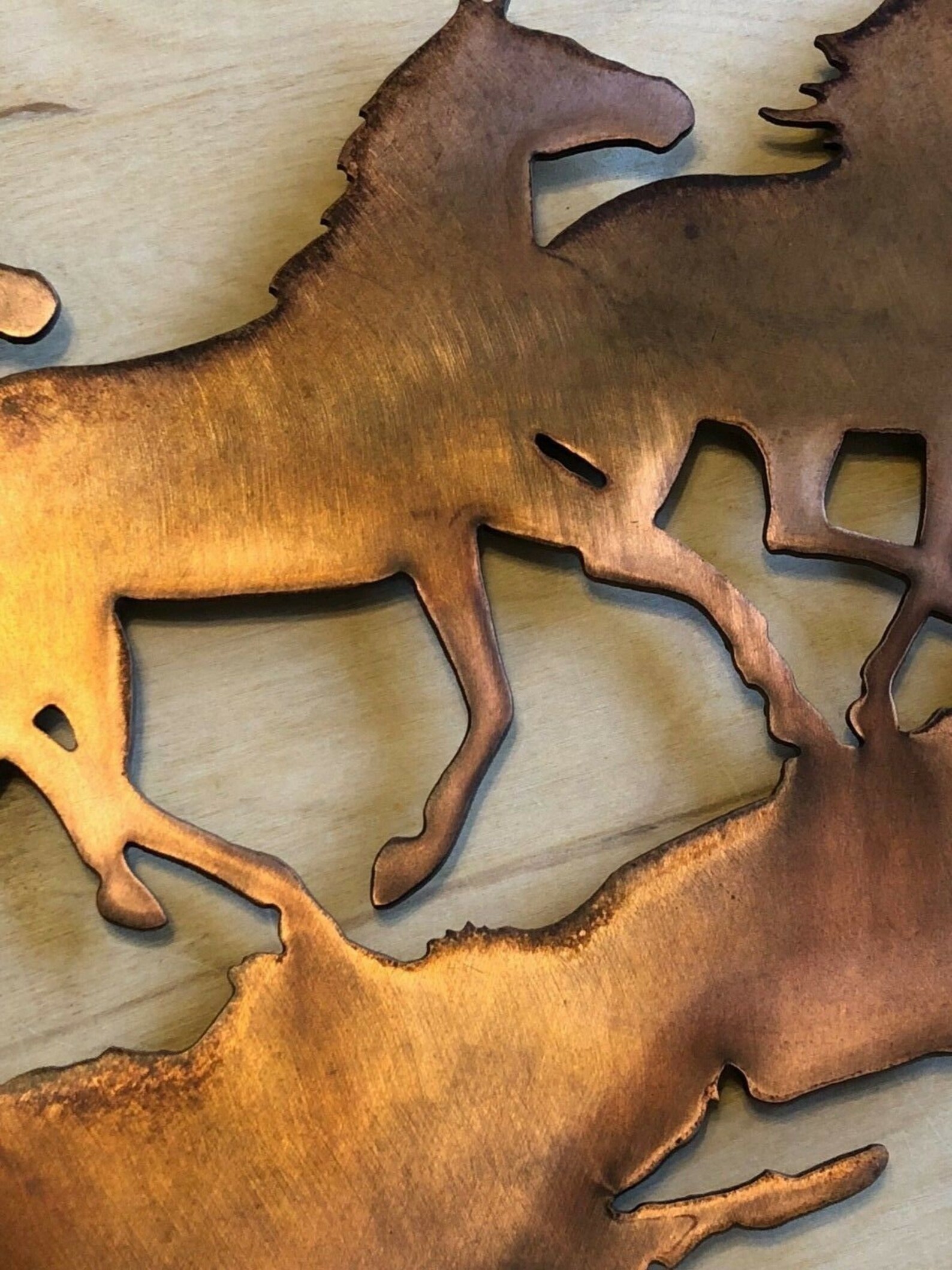 Wild Horse Mustang Scene Wall Metal Art Hanging With Rustic Etsy
