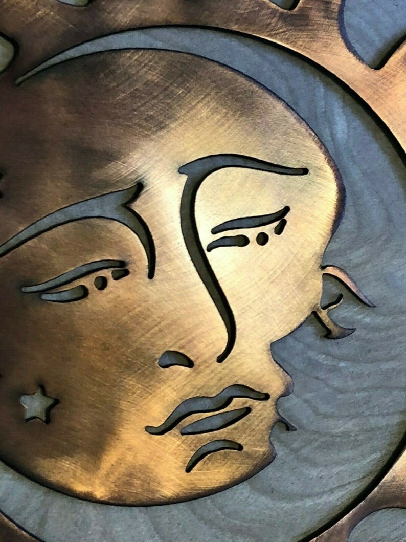 24 Sun and Moon Wall Metal Art Hanging With Rustic Etsy