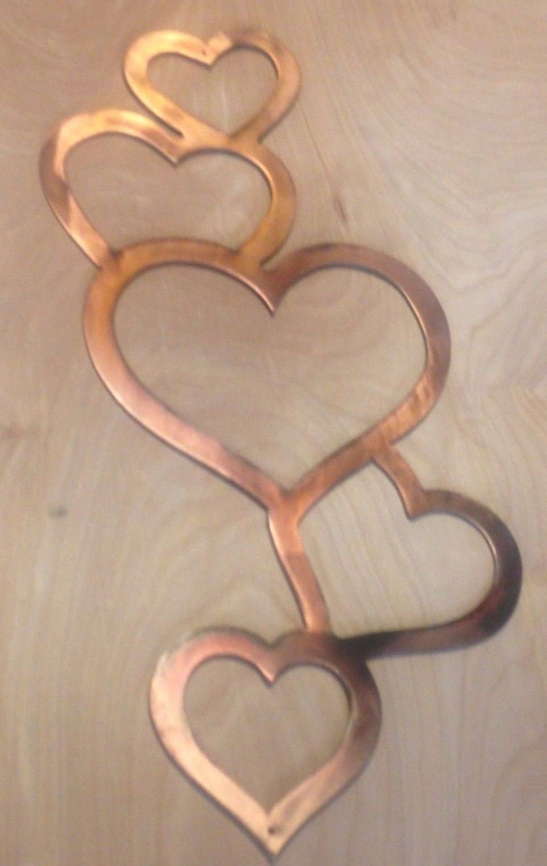 Heart Chain Wall Art Hanging in Rustic Copper Patina Etsy