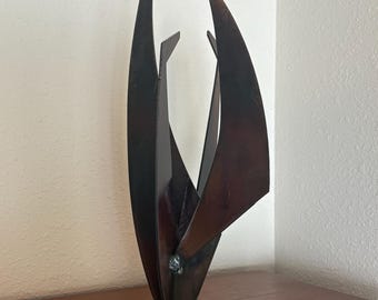 Abstract Modern Brutalist Metal Table Sculpture