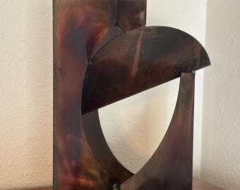 Abstract Modern Brutalist Metal Table Sculpture