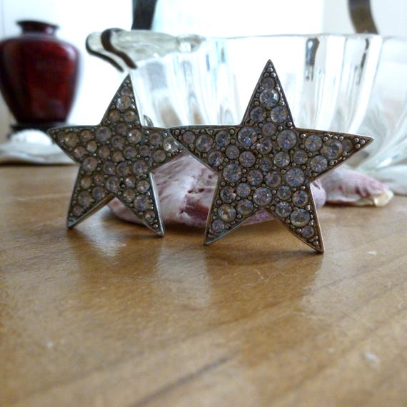 1960s RARE Kenneth Jay Lane Rhinestone Star Clip-… - image 5