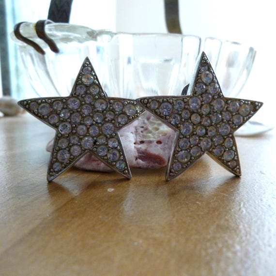 1960s RARE Kenneth Jay Lane Rhinestone Star Clip-… - image 1