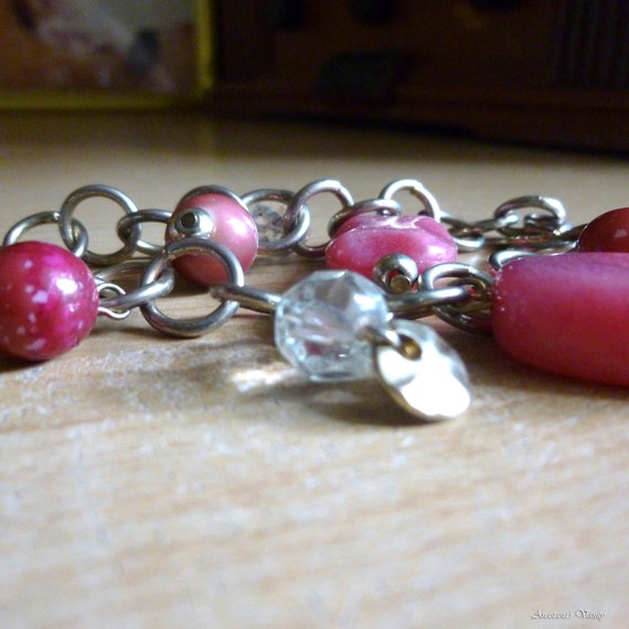 Vintage LYDELL Pink Gemstone and Crystal Charm Bra