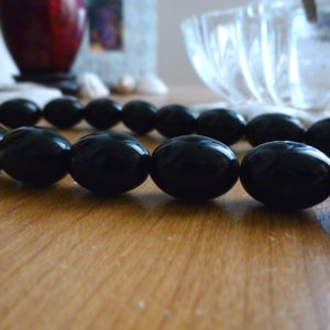 1980s Trifari Chunky Black Bead Necklace 34" Spring Ring Clasp GREAT Condition