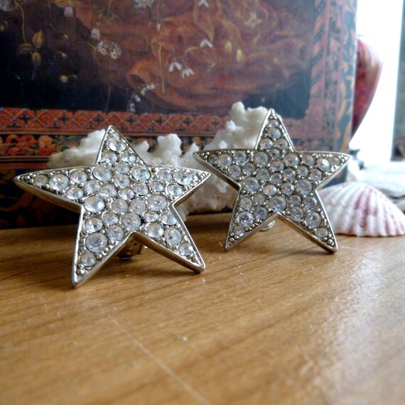 1960s RARE Kenneth Jay Lane Rhinestone Star Clip-… - image 2