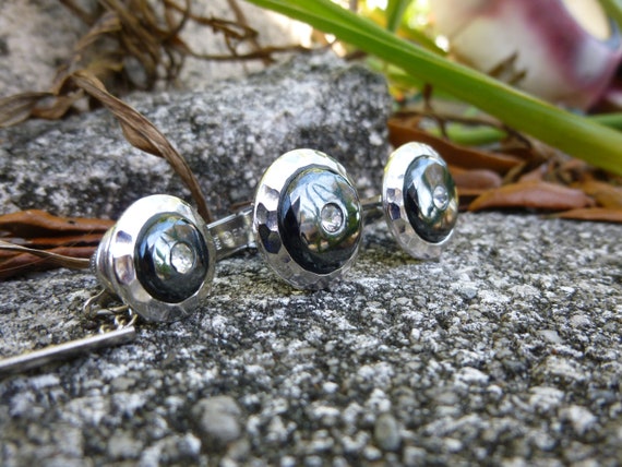 1970s EMMONS Silver Cufflinks and Lapel Pin Hemat… - image 5