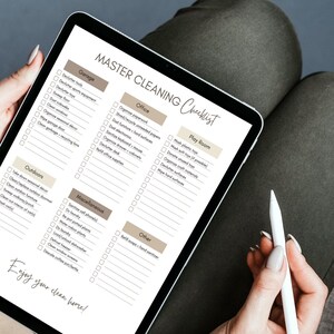 Lista de verificação de limpeza digital, cronograma de limpeza, planejador doméstico, lista de limpeza, pacote de limpeza para TDAH, quadro de tarefas para adultos, rotina de limpeza