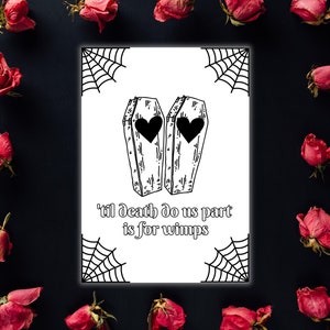 Gothic Happy Birthday Karte | Druckbare Karte zum Jubiläum | Sofort PDF Download | 5 x 7 Zoll Karte | Bis der Tod uns scheidet | Romantische Karte