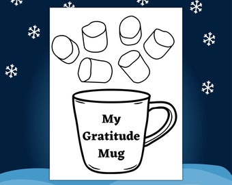 Mi taza de gratitud / Artesanía de invierno / Artesanía navideña / Bricolaje fácil / Para niños / Jardín de infantes-grado 4 / Fácil imprimible / Descarga instantánea / Año Nuevo