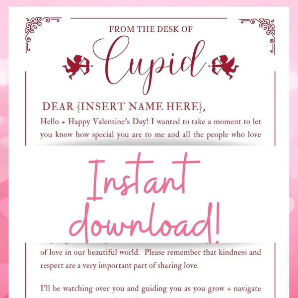 Customizable Letter From Cupid | Happy Valentine's Day | Instant Download | Custom Letter Template | Cute Valentine's Letter | PDF | Canva