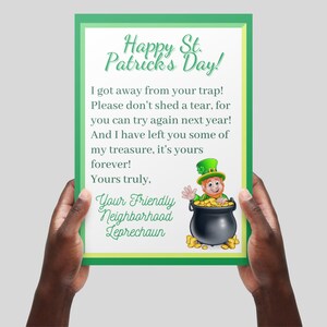 Printable Leprechaun Notes Leprechaun Trap Note From Your Friendly ...