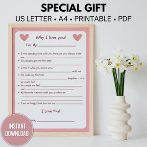 Warum ich dich liebe | Füllen Sie die Lückenaktivität für Kinder | Geschenk für Oma, Opa, besondere Pflegekraft | Vatertags Geschenk | Sofort Download