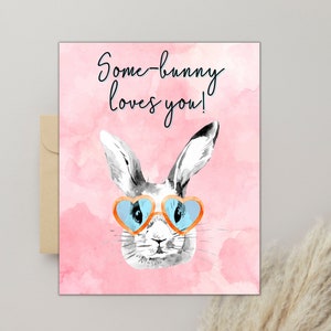 Irgendein-Häschen liebe Dich Karte Irgendein-Osterhase liebe Dich Osterkarte druckbare Karte Osterhase mit herzförmiger Brille Osterkarte für Enkelkinder