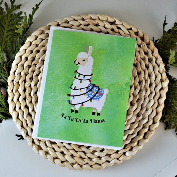 Fa La La La Llama Card | Winter Greeting Card | Happy Holidays Card | Watercolor Design | Season's Greetings | Non-Traditional Card | Gift