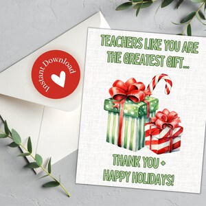 Incroyable carte-cadeau de Noël pour enseignant, Carte de Noël pour enseignant, Carte-cadeau de Noël pour enseignant, Carte de vacances pour enseignant, Carte de remerciement pour enseignant