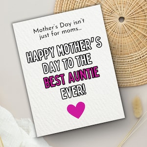 Afdrukbare Moederdagkaart voor tante, tantegeschenken, Last Minute Moederdagkaart, Gelukkige Moederdag, Oudtante, Cadeau van nichtje of neef