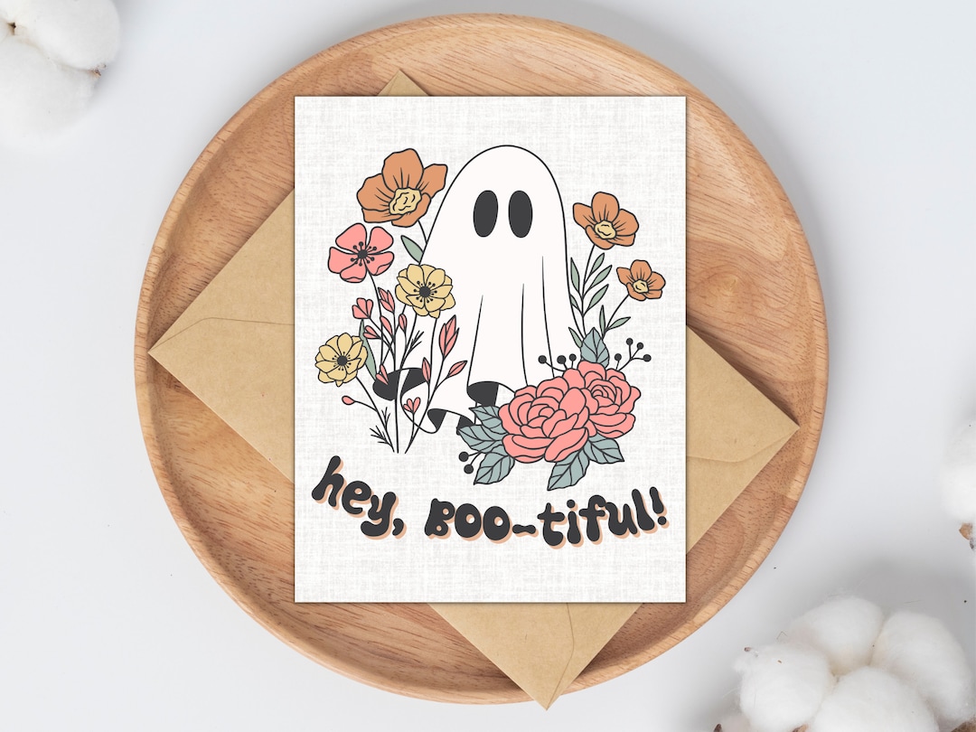 Hey Bootiful Card Cute Ghost Greeting Card for Friend Card for Wife ...