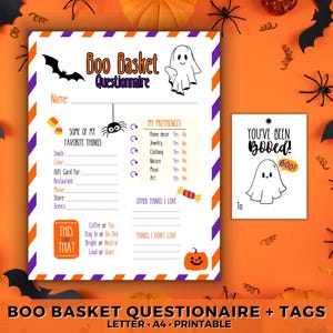 Boo Basket Questionnaire, Boo Buddy Gift Exchange, Get to Know Me, You’ve Been Booed Tags, Spooky Basket, Team Building Activity Coworkers