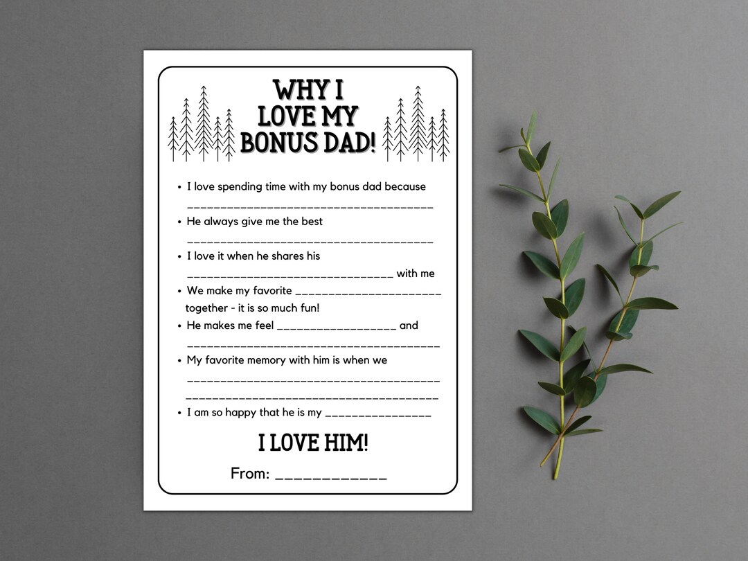 Bonus Dad Gift Fill-in the Blanks Activity for Kids: Custom Printable ...