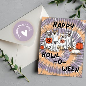 Dog Ghost Card Last Minute Card Happy Howloween Greeting Card for Dog Lover Dog Ghost Card Happy Halloween Dachshund Funny Halloween Card