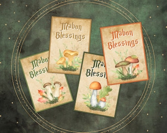 4 Mabon Blessings Altar Cards Postcard Sized Mantel Card Autumn Equinox Postcard For Friend Witch Wican Pagan Fall Ritual Sabbat Decor