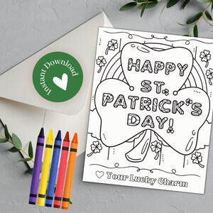 Actividad para colorear del día de San Patricio Colorea tu propia tarjeta Tarjeta para colorear hecha a mano Regalo para abuelos Regalo para maestros Actividad para el aula
