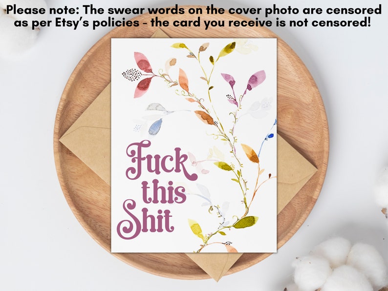 Sweary Card for Friend: Last Minute Card, Fuck This Shit, Breakup, Divorce Card, Cancer Card, Funny Sympathy Card, Fired, Thinking of You image 3