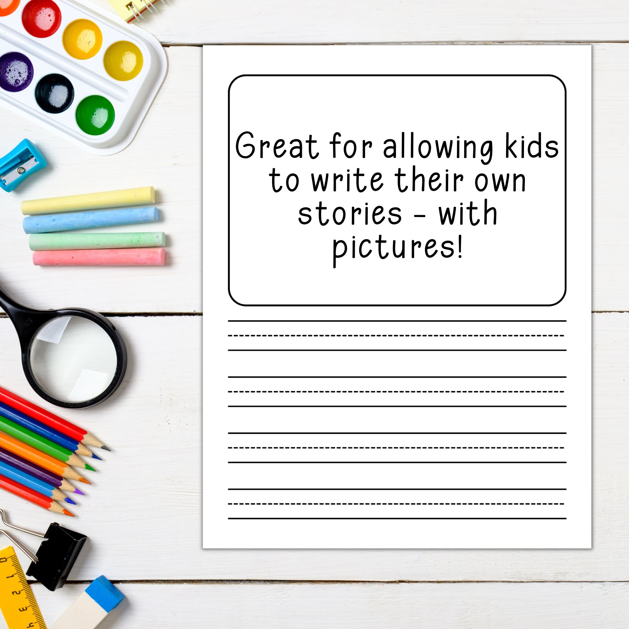 Lined Paper for Grade 1 and Grade 2 Lined Paper With Dashes Learning to Write Help Kids Learn to