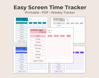 Einfacher Bildschirm Time Tracker für Kinder oder Erwachsene | Tägliches + Wöchentliches Bildschirmzeitdiagramm | Finden Sie heraus, wie viel Bildschirm sie sehen | Druckbar