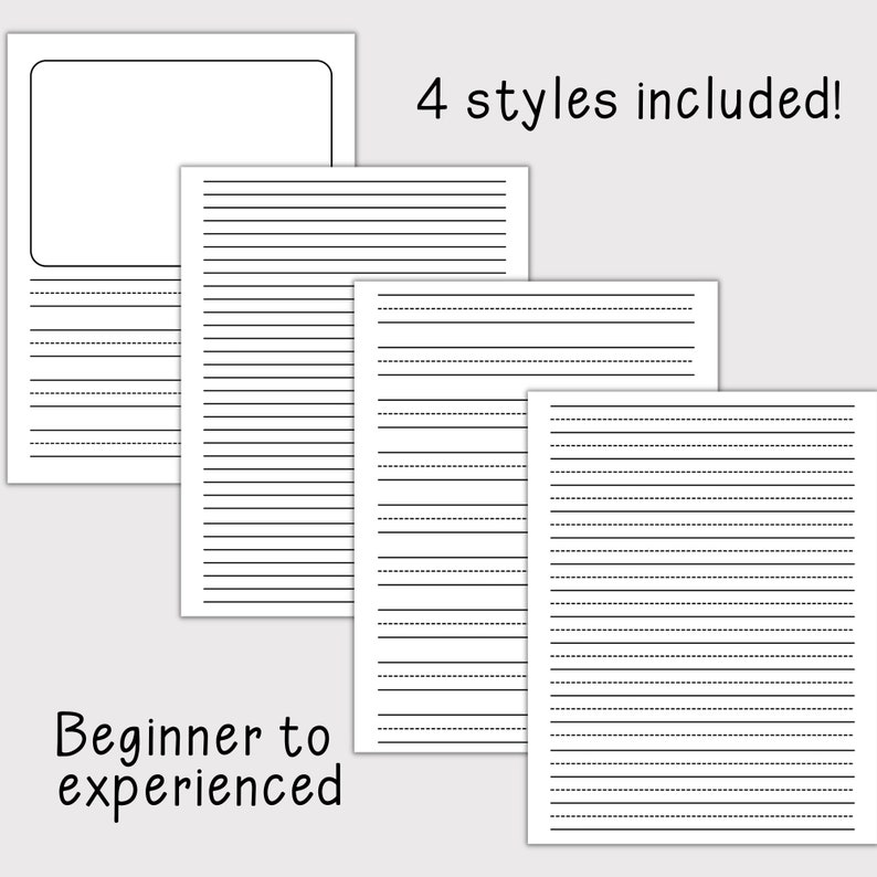 Lined Paper for Grade 1 and Grade 2 Lined Paper With Dashes Learning to Write Help Kids Learn to