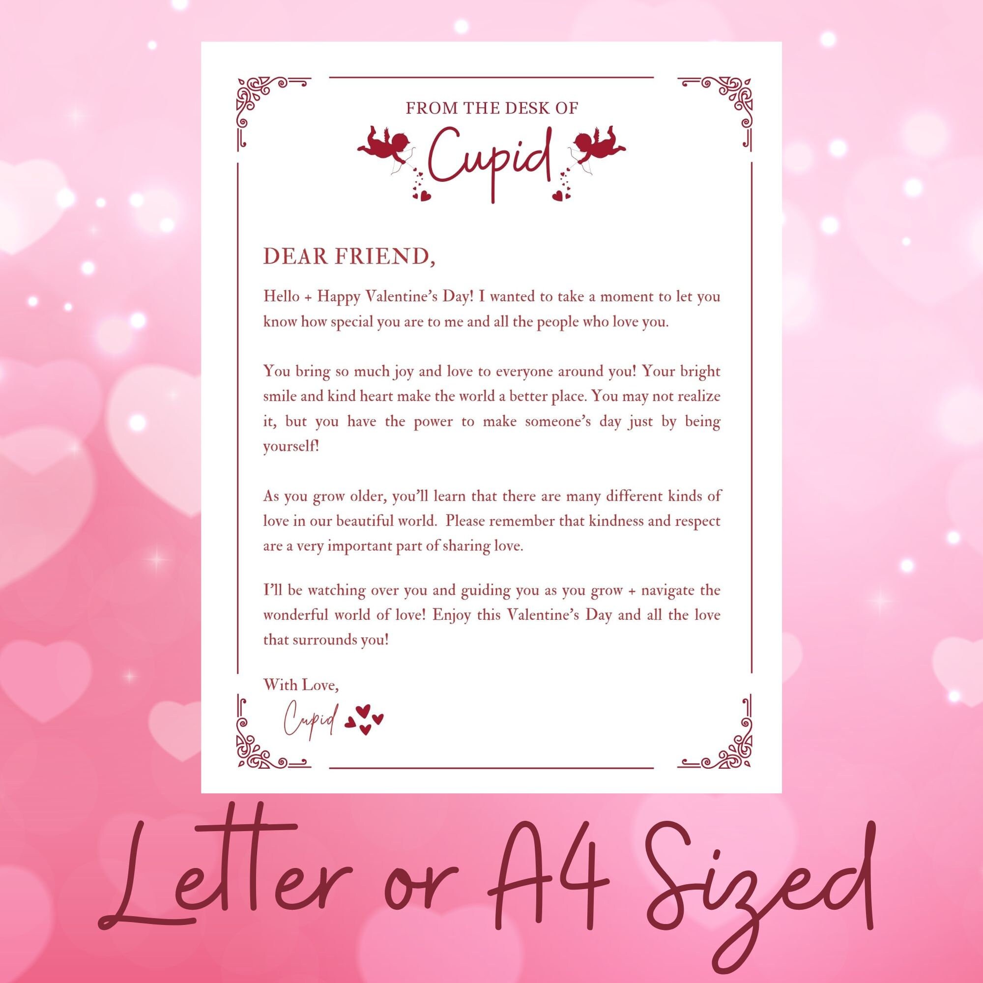 Letter From Cupid Happy Valentine's Day Dear Friend Instant Download ...