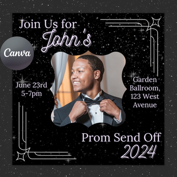 Printable Prom Send Off Flyer | Fully Editable | Prom Invitation | DIY Senior Prom Night Celebration | Formal Party Event Invite | Grad