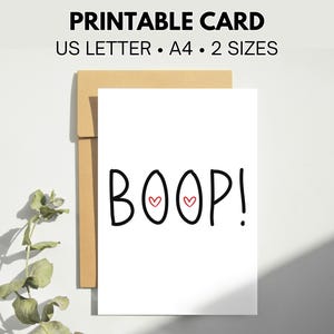Minimalistische Boop-kaart, Boop Love-kaart, minimalistische valentijnskaart, minimalistische jubileumkaart, romantische kaart, hartkaart, zwart + witte kaart